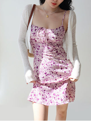 purple floral sling Dress