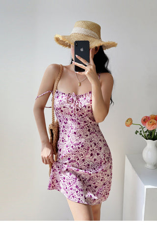 purple floral sling Dress