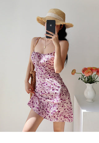 purple floral sling Dress