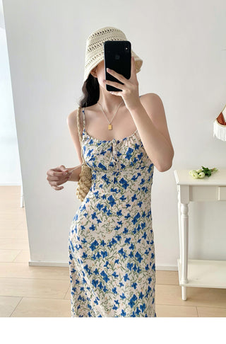 blue butterfly suspender Dress