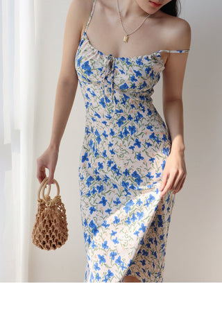 blue butterfly suspender Dress