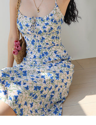 blue butterfly suspender Dress