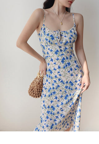 blue butterfly suspender Dress