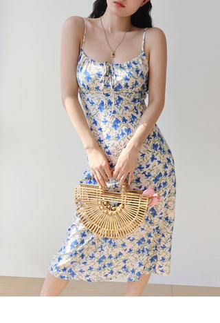 blue butterfly suspender Dress