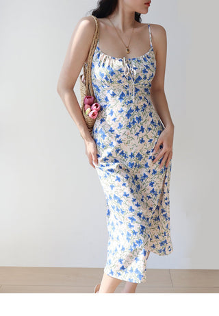 blue butterfly suspender Dress