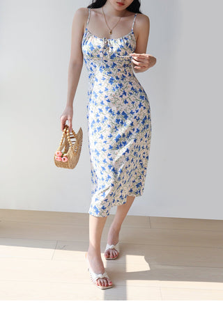 blue butterfly suspender Dress