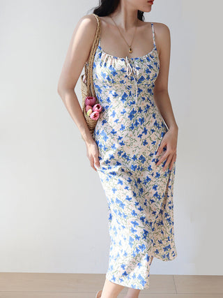blue butterfly suspender Dress