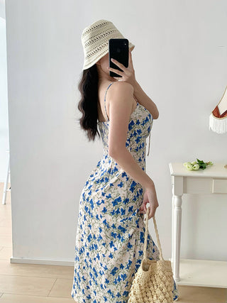 blue butterfly suspender Dress