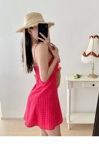 purple mesh slip Dress
