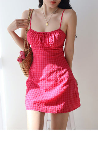 purple mesh slip Dress