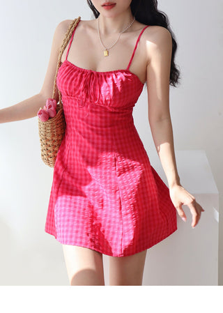 purple mesh slip Dress