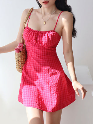 purple mesh slip Dress