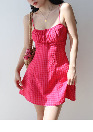 purple mesh slip Dress