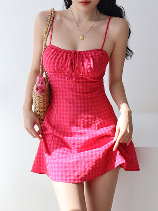 purple mesh slip Dress