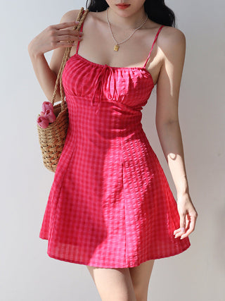 purple mesh slip Dress