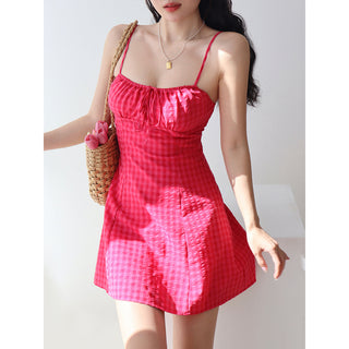purple mesh slip Dress