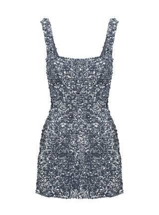 Miss Me Sequin Mini Dress Silver