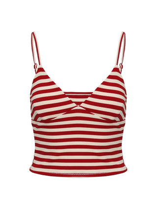 Miztaray Cami Top Red  Cream Stripe