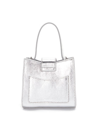 SQUARE MINI LEATHER BUCKLE BAG IN SILVER