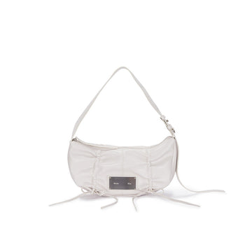 HALF SHIRRING RIBBON ROUND BAG IN IVORY