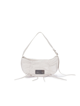 HALF SHIRRING RIBBON ROUND BAG IN IVORY