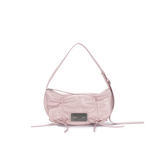 HALF SHIRRING RIBBON ROUND BAG IN PINK