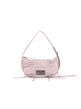 HALF SHIRRING RIBBON ROUND BAG IN PINK