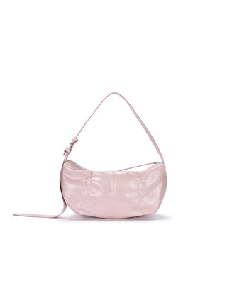 HALF SHIRRING RIBBON ROUND BAG IN PINK