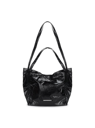 GLOSSY TWO WAY BIG BAG IN BLACK
