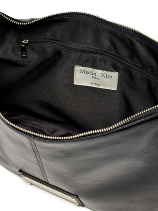 STUD LEATHER HOBO BAG IN BLACK