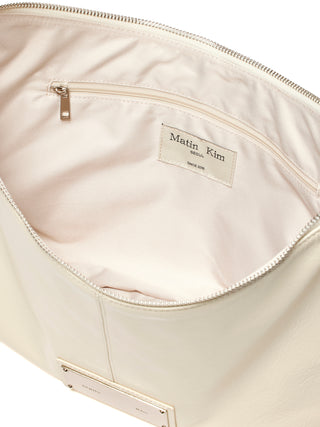 STUD LEATHER HOBO BAG IN IVORY