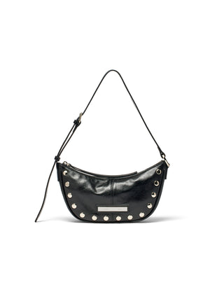 STUD LEATHER SHOULDER BAG IN BLACK