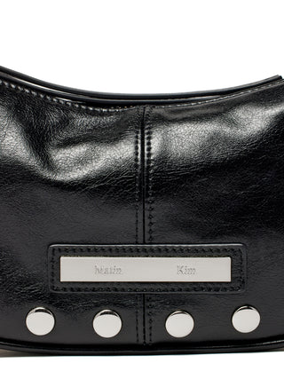 STUD LEATHER SHOULDER BAG IN BLACK