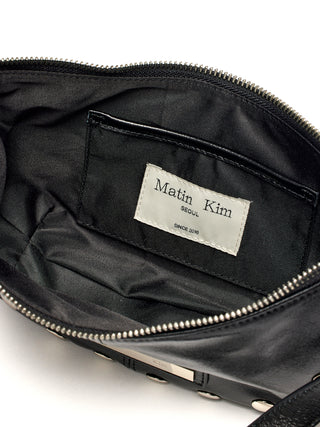 STUD LEATHER SHOULDER BAG IN BLACK