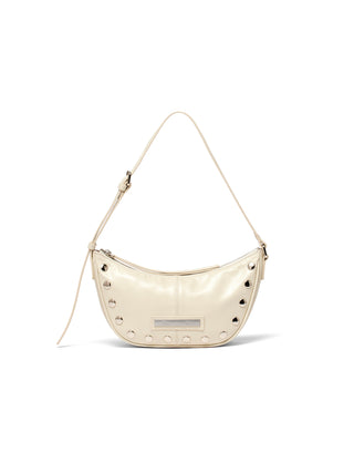 STUD LEATHER SHOULDER BAG IN IVORY