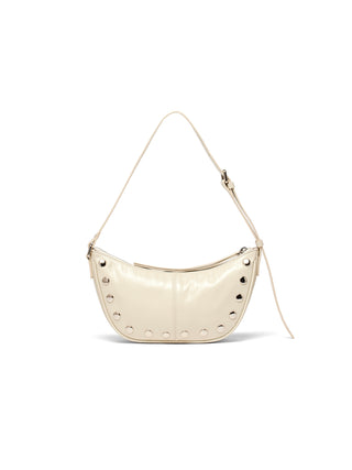 STUD LEATHER SHOULDER BAG IN IVORY