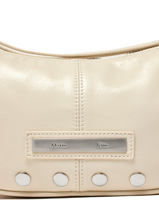 STUD LEATHER SHOULDER BAG IN IVORY
