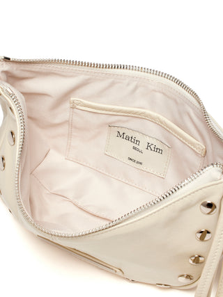 STUD LEATHER SHOULDER BAG IN IVORY