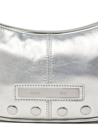STUD LEATHER SHOULDER BAG IN SILVER