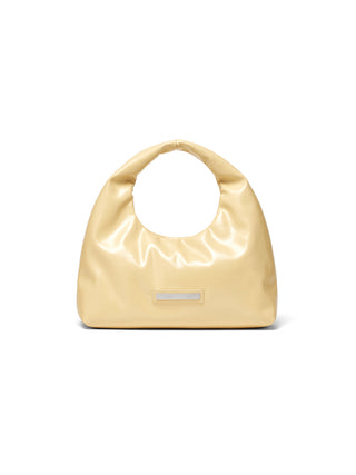 EMBOSSED LOGO LEATHER MINI TOTE BAG IN LIGHT YELLOW