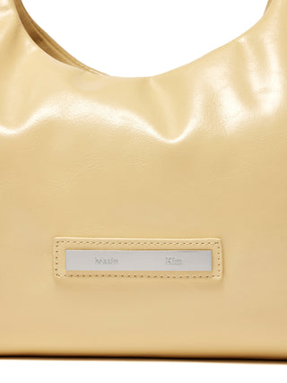 EMBOSSED LOGO LEATHER MINI TOTE BAG IN LIGHT YELLOW