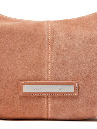 HALF MOON SUEDE LEATHER HOBO BAG IN INDIAN PINK
