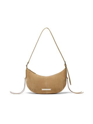 HALF MOON SUEDE LEATHER HOBO BAG IN KHAKI