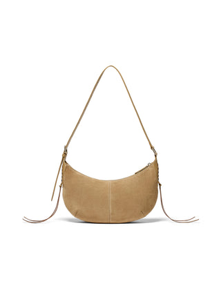 HALF MOON SUEDE LEATHER HOBO BAG IN KHAKI