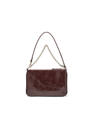 GLOSSY LEATHER MICRO BAG IN BURGUNDY