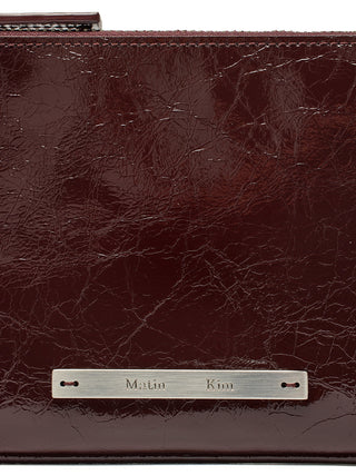 GLOSSY LEATHER MICRO BAG IN BURGUNDY