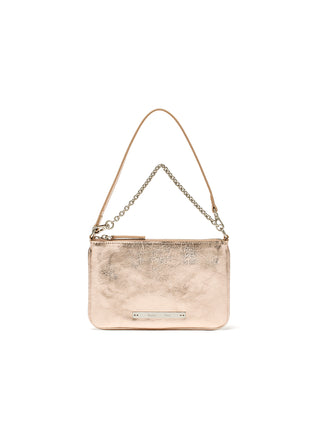 GLOSSY LEATHER MICRO BAG IN CHAMPAGNE