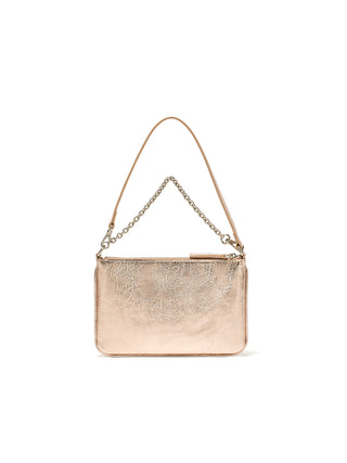 GLOSSY LEATHER MICRO BAG IN CHAMPAGNE