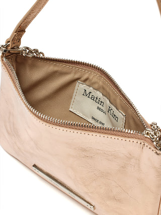 GLOSSY LEATHER MICRO BAG IN CHAMPAGNE