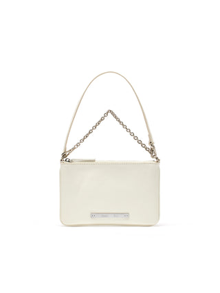 GLOSSY LEATHER MICRO BAG IN IVORY